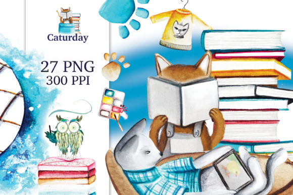 Caturday Watercolor Kitty Graphics: Your New Favorite Design Asset