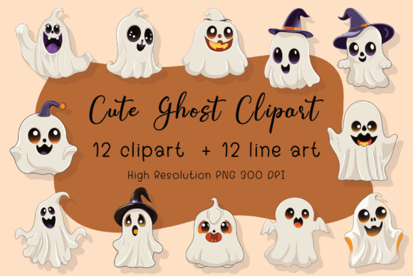 Cute Ghost Clipart: 24 Design Assets for Spooky Season