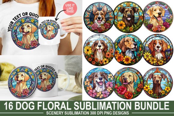 Dog Floral Sublimation Bundle: Your Go-To Design Asset
