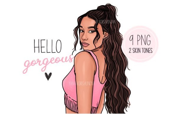 Fashion Girl Clipart: Hello Gorgeous Png for Designers