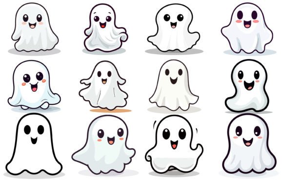 Halloween Ghosts Illustration: A Playful Design Asset
