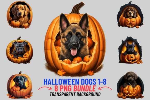 Halloween Pumpkin Dogs: A Designer's Playful Sublimation Asset