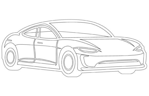 Hybrid Car Vector Outline: A Hand-Drawn Logo for Modern Brands