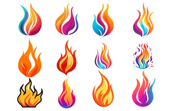 Ignite Your Designs with the Fire Flame Set Illustration