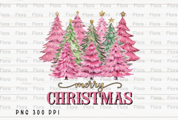 Pink Merry Christmas Tree Watercolor PNG: A Festive Design Asset