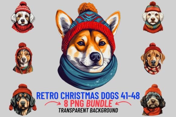 Retro Christmas Dogs Sublimation 41-48: Festive Charm for Every Project