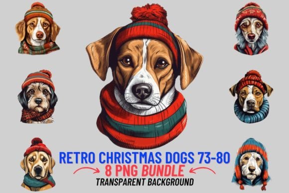 Retro Christmas Dogs Sublimation 73-80: Festive Nostalgia for Your Designs