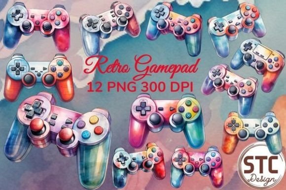 Retro Gamepad Watercolor Sublimation: A Designer's Playful Asset