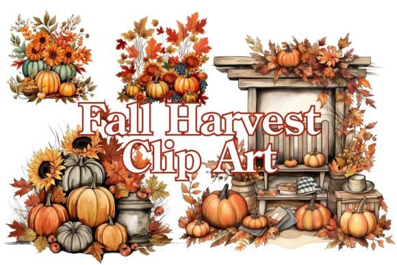 Rich Autumnal Visuals: The Fall Harvest Clip Art Collection 6