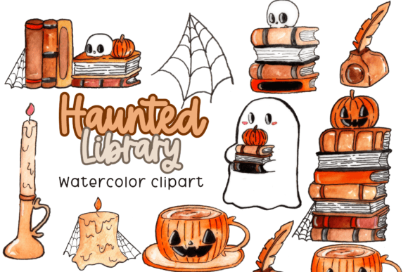 Spooky Reads Await: Using Cute Halloween Library Clipart