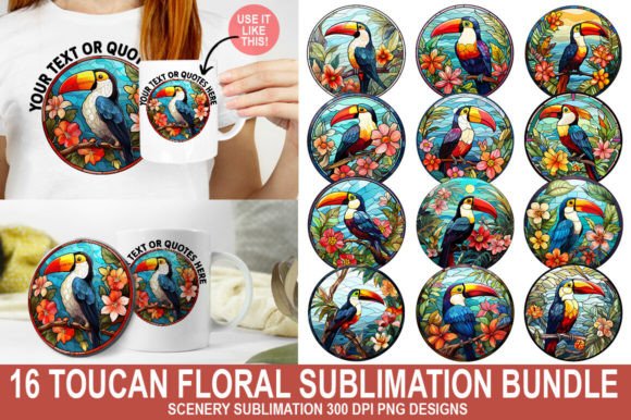 Toucan Floral Sublimation Bundle: Vibrant Design for Bold Brands