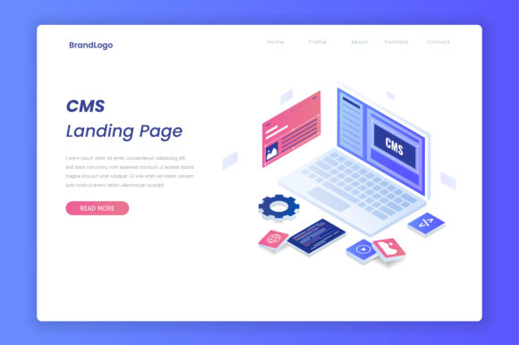 Visualizing Digital Workflows with CMS Isometric Illustration Concept